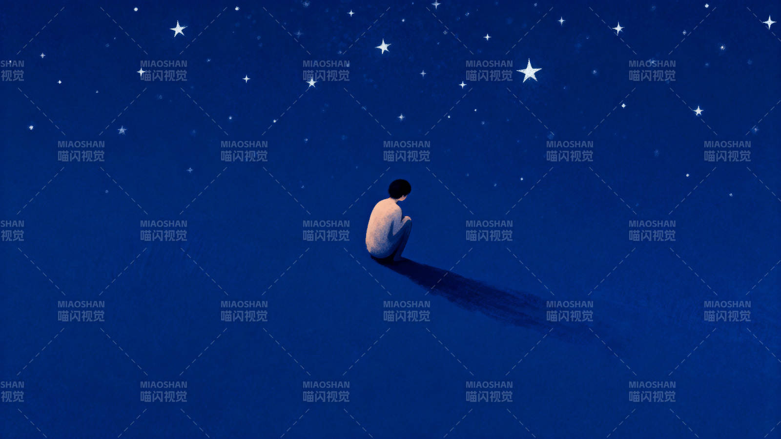 星空下的孤独背影图片