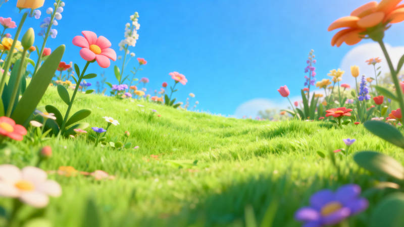 春日花海草地风景图片