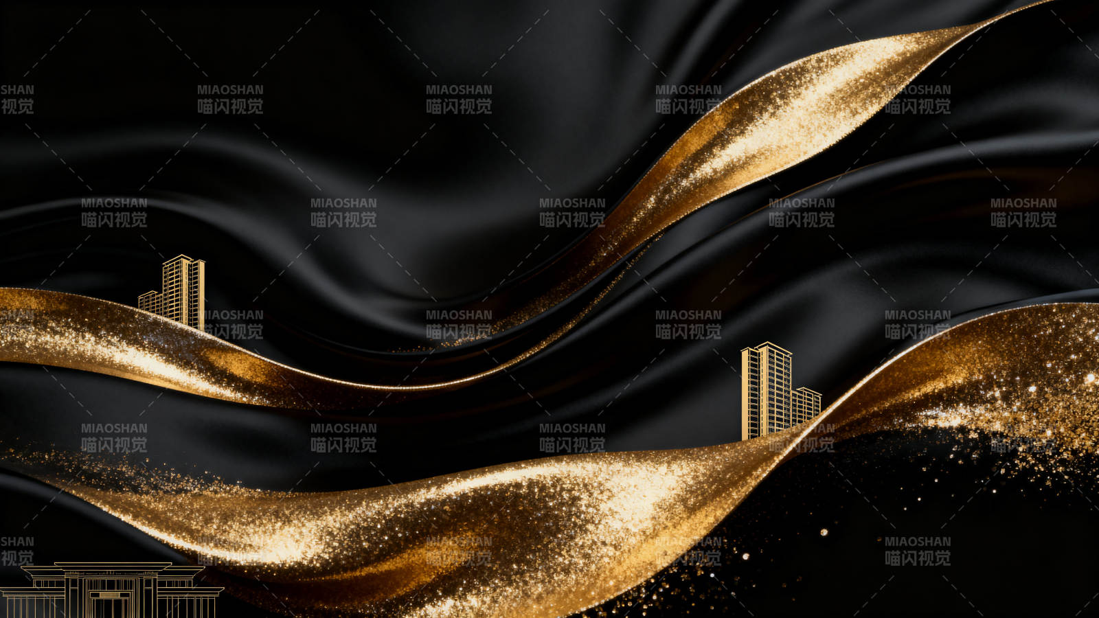 黑金背景建筑抽象设计图片