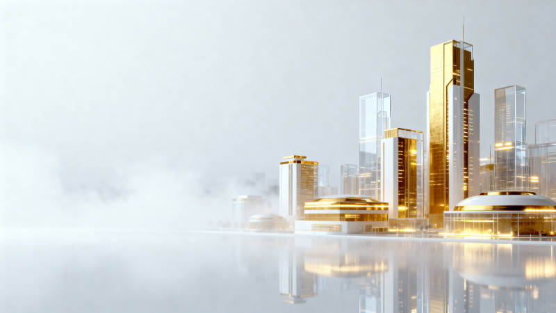 未来城市金色建筑图片