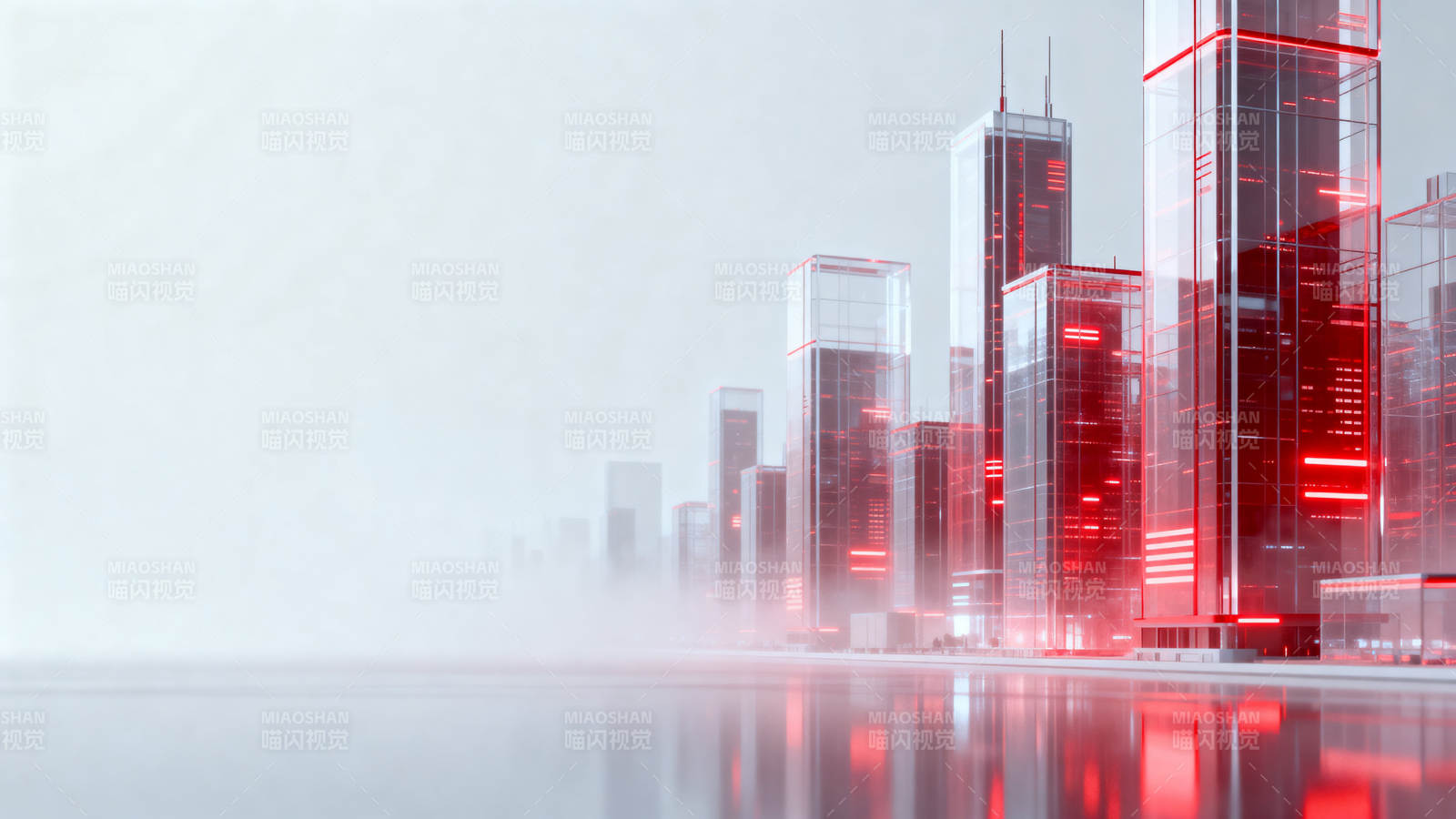 未来城市红色光影建筑图片