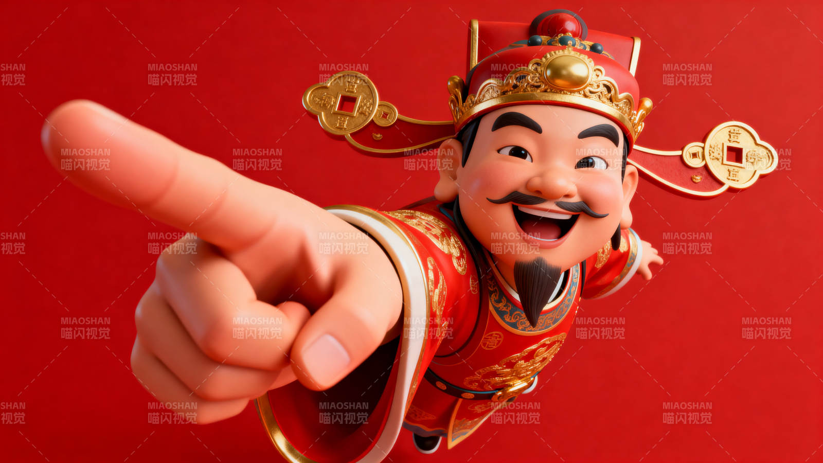 财神爷送福招财进宝图片