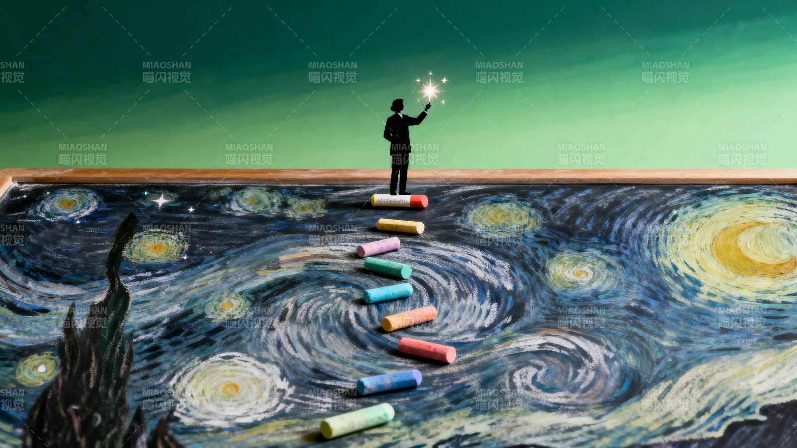 星空下的创意阶梯图片