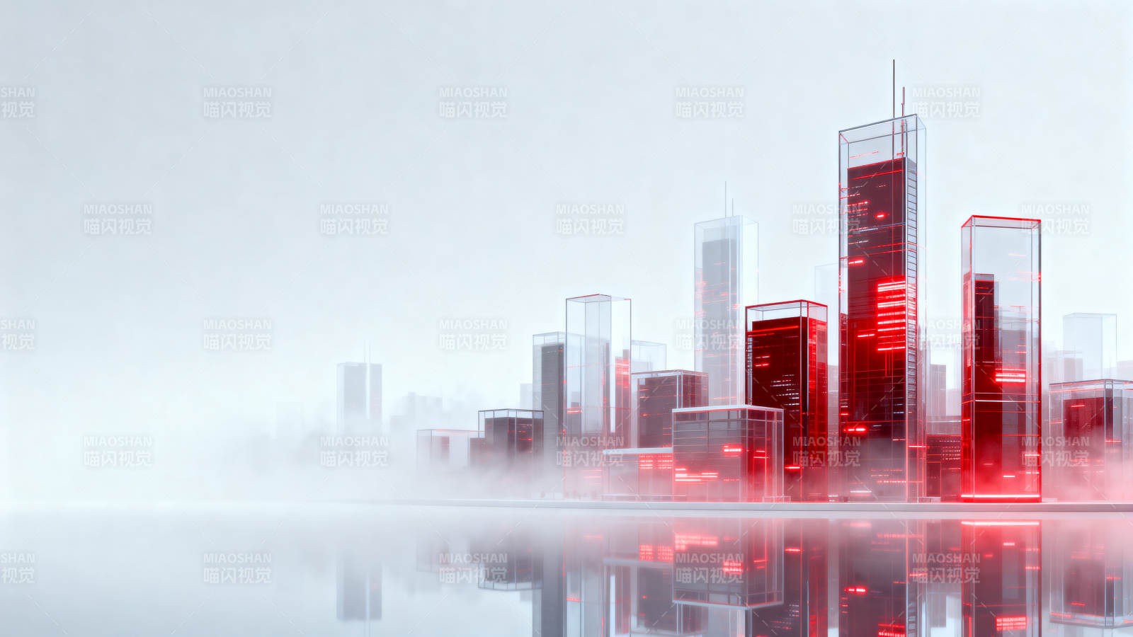 未来城市红色光影图片