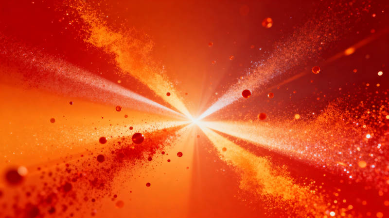 红色光束粒子爆发图片