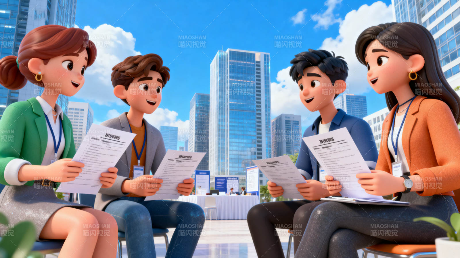 城市招聘会现场交流图片