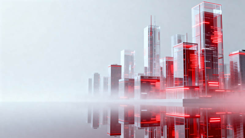 未来城市红色光影建筑图片