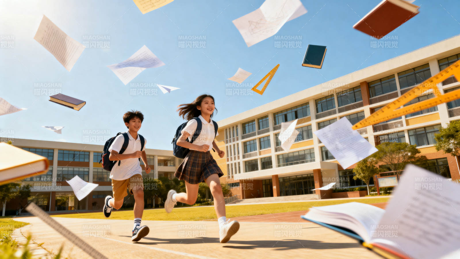 校园青春奔跑瞬间图片