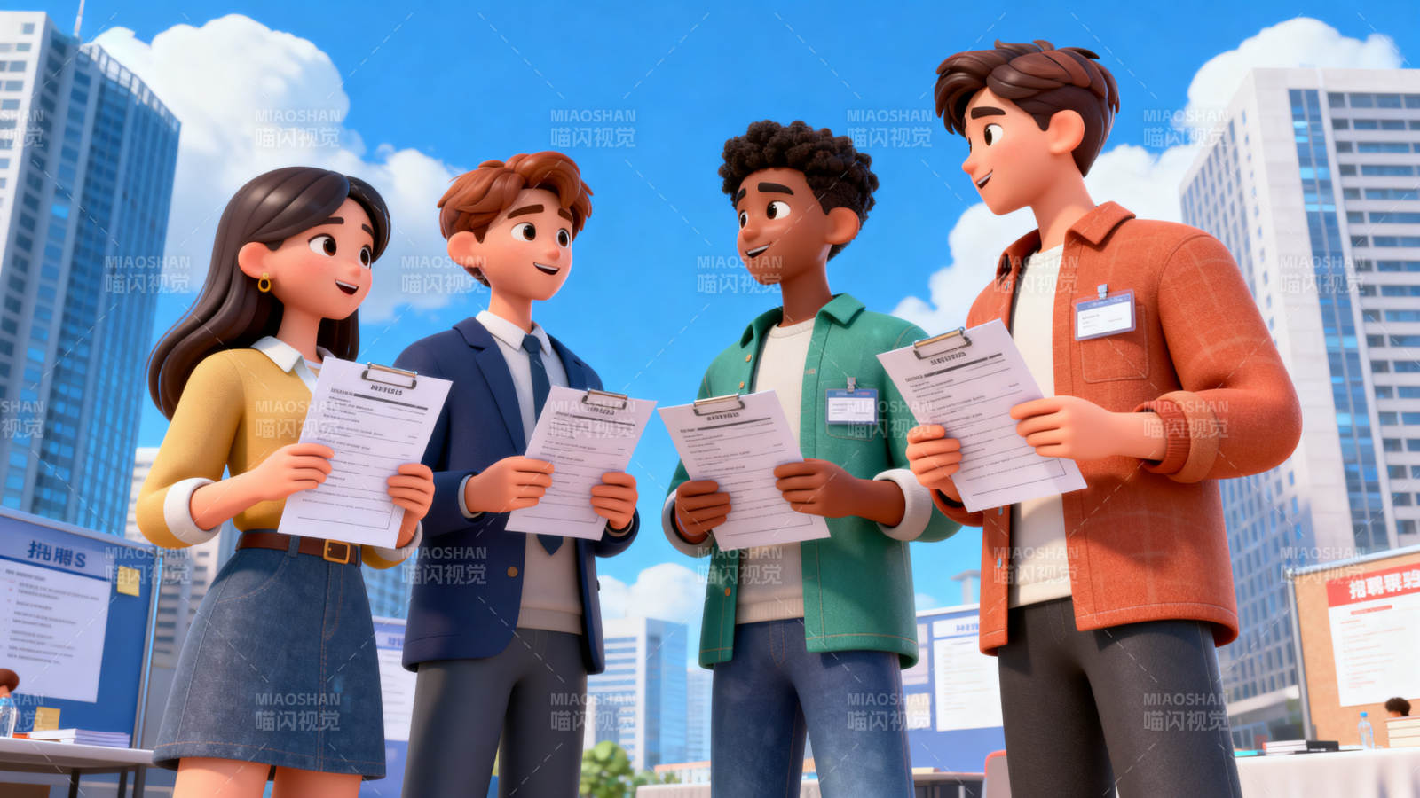 招聘现场交流简历图片