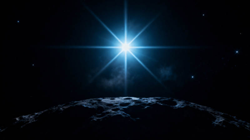 明亮星光与星球表面图片