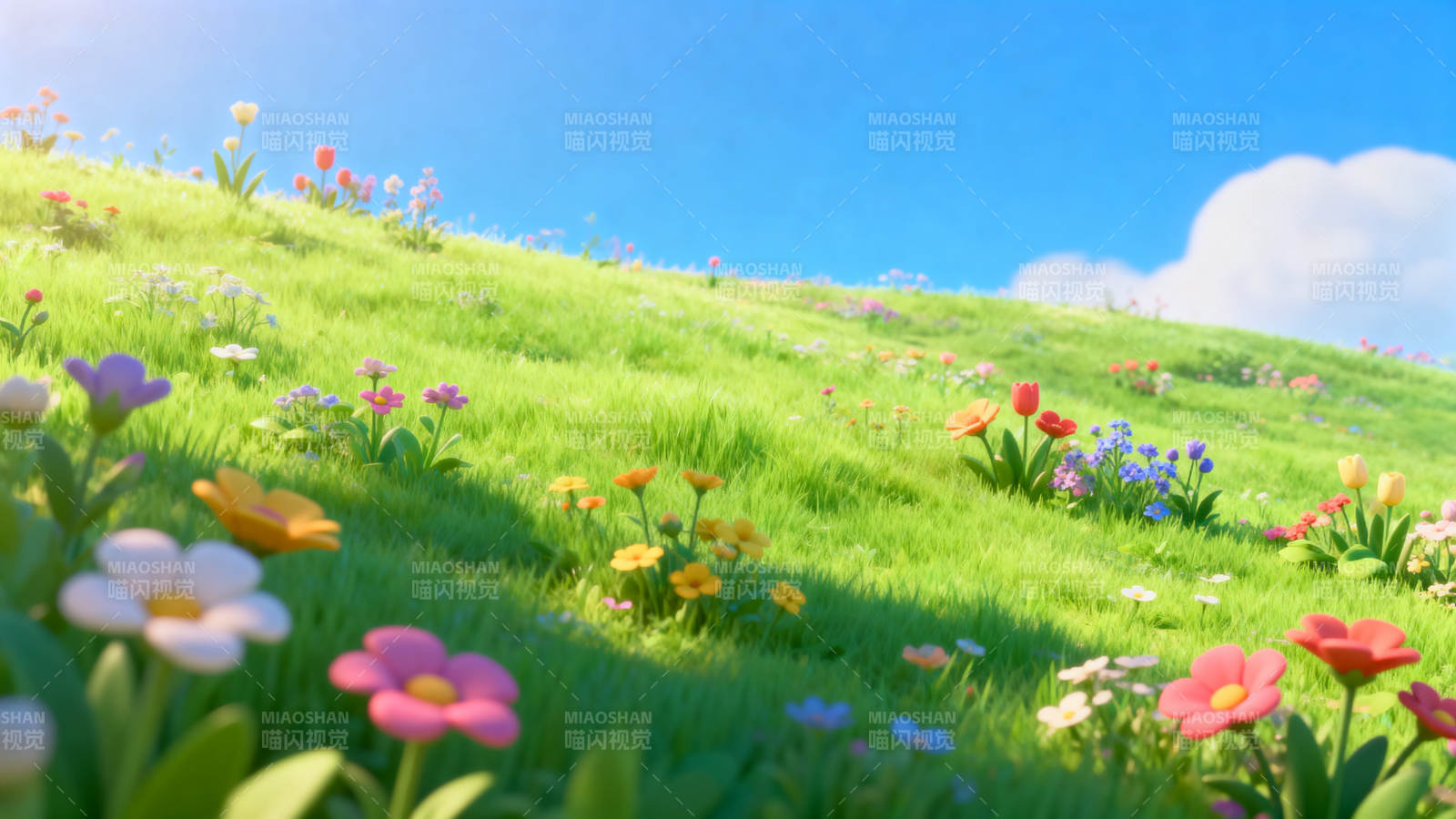 阳光花坡春意盎然图片