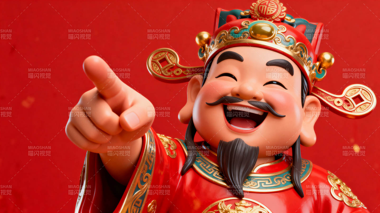 财神爷笑容满面送祝福图片