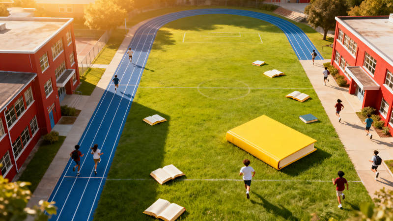 校园操场运动与学习结合图片