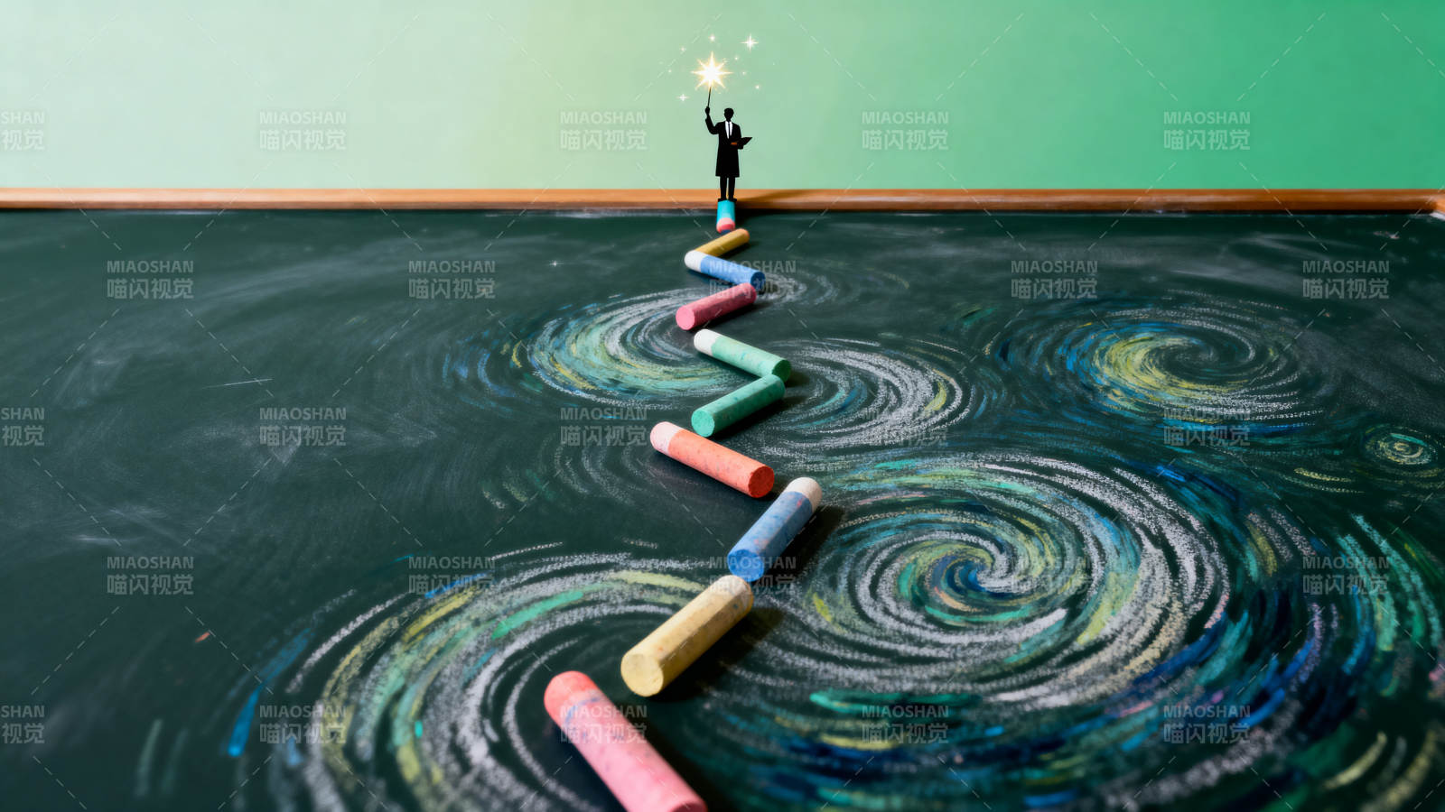粉笔之路创意黑板画图片