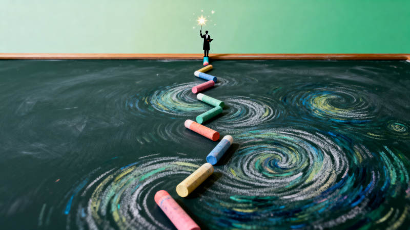 粉笔之路创意黑板画图片