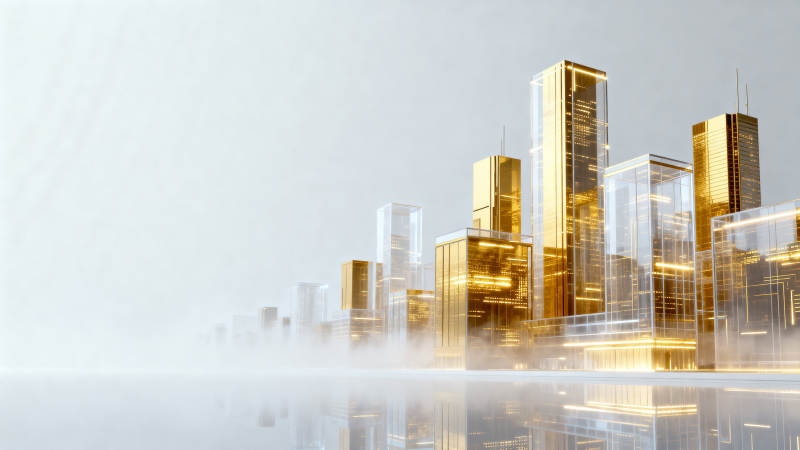 金色城市建筑抽象设计图片