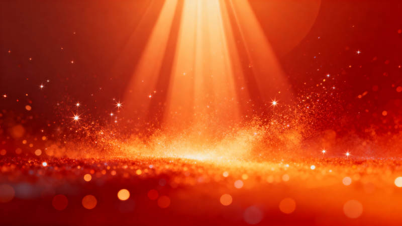 红色光束与粒子效果图片
