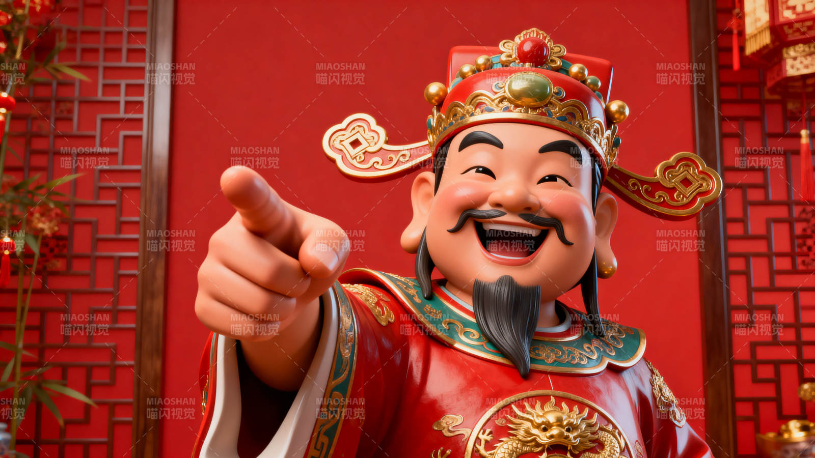 财神爷新年送福图片