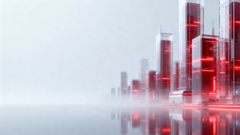 未来城市红色光影建筑图片