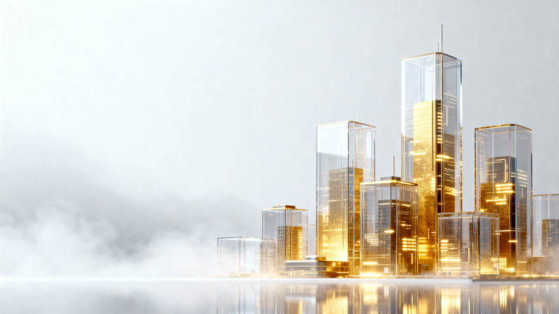 金色城市建筑模型科幻图片