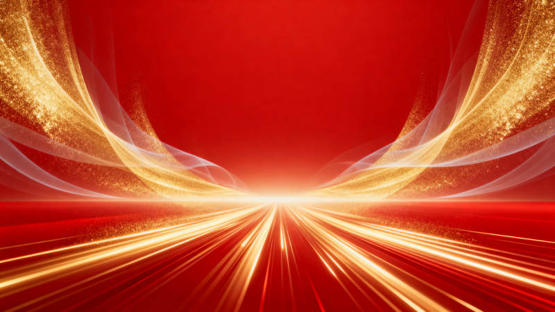 红色背景金色光束抽象背景图片
