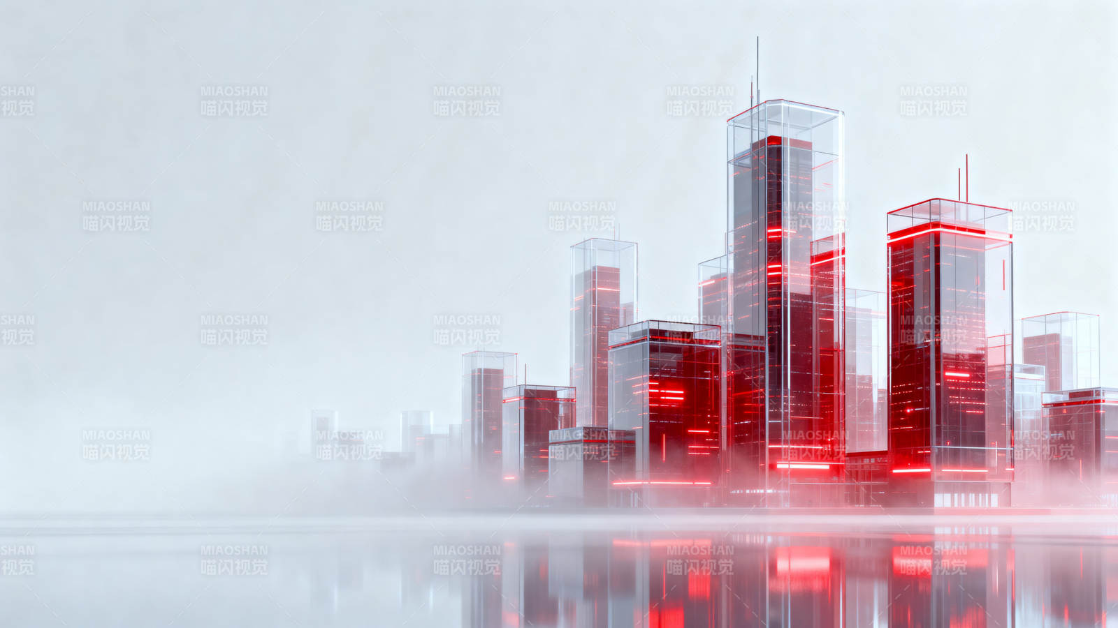 未来城市红色光影建筑图片