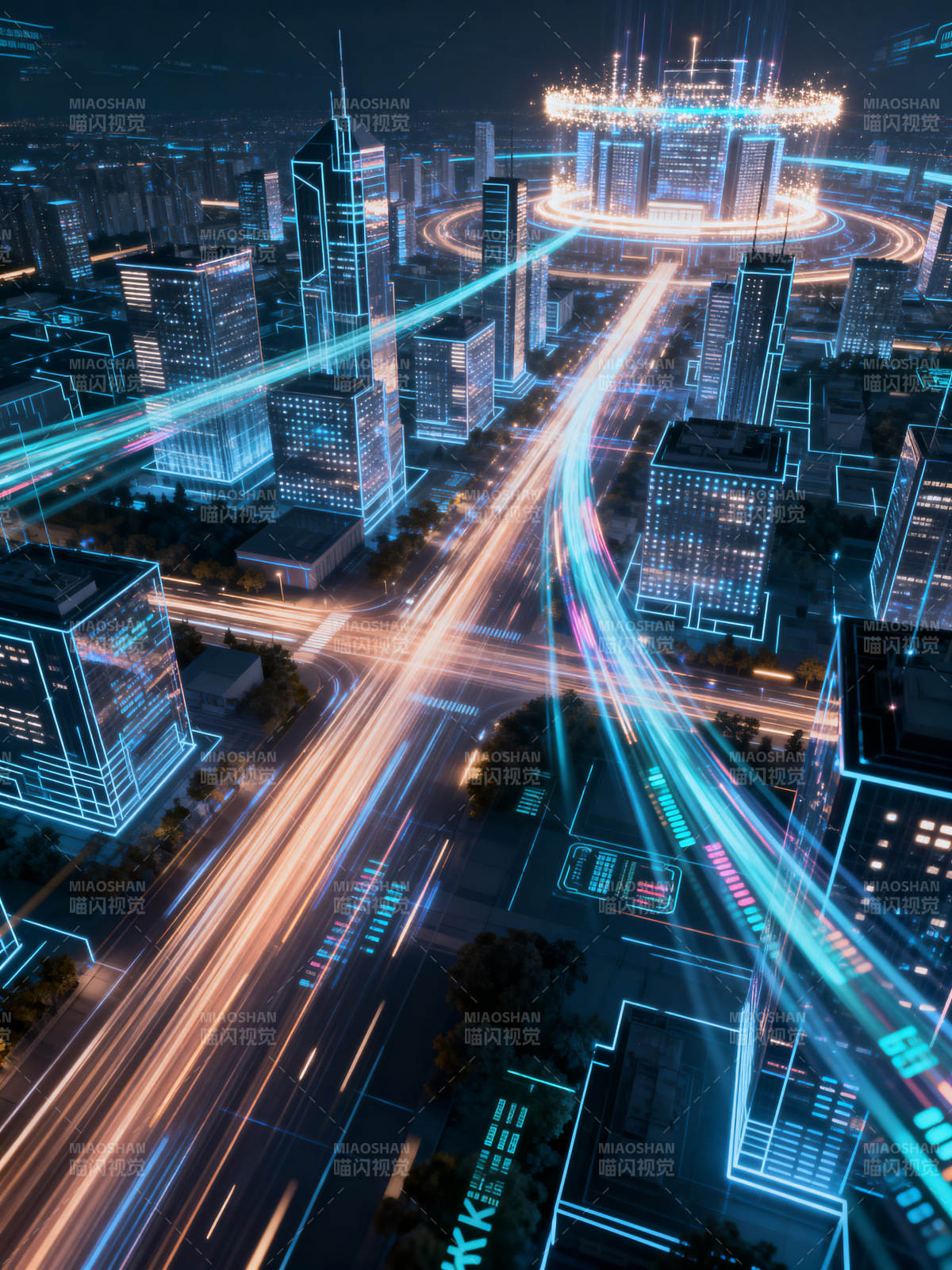 未来城市科技感夜景图片