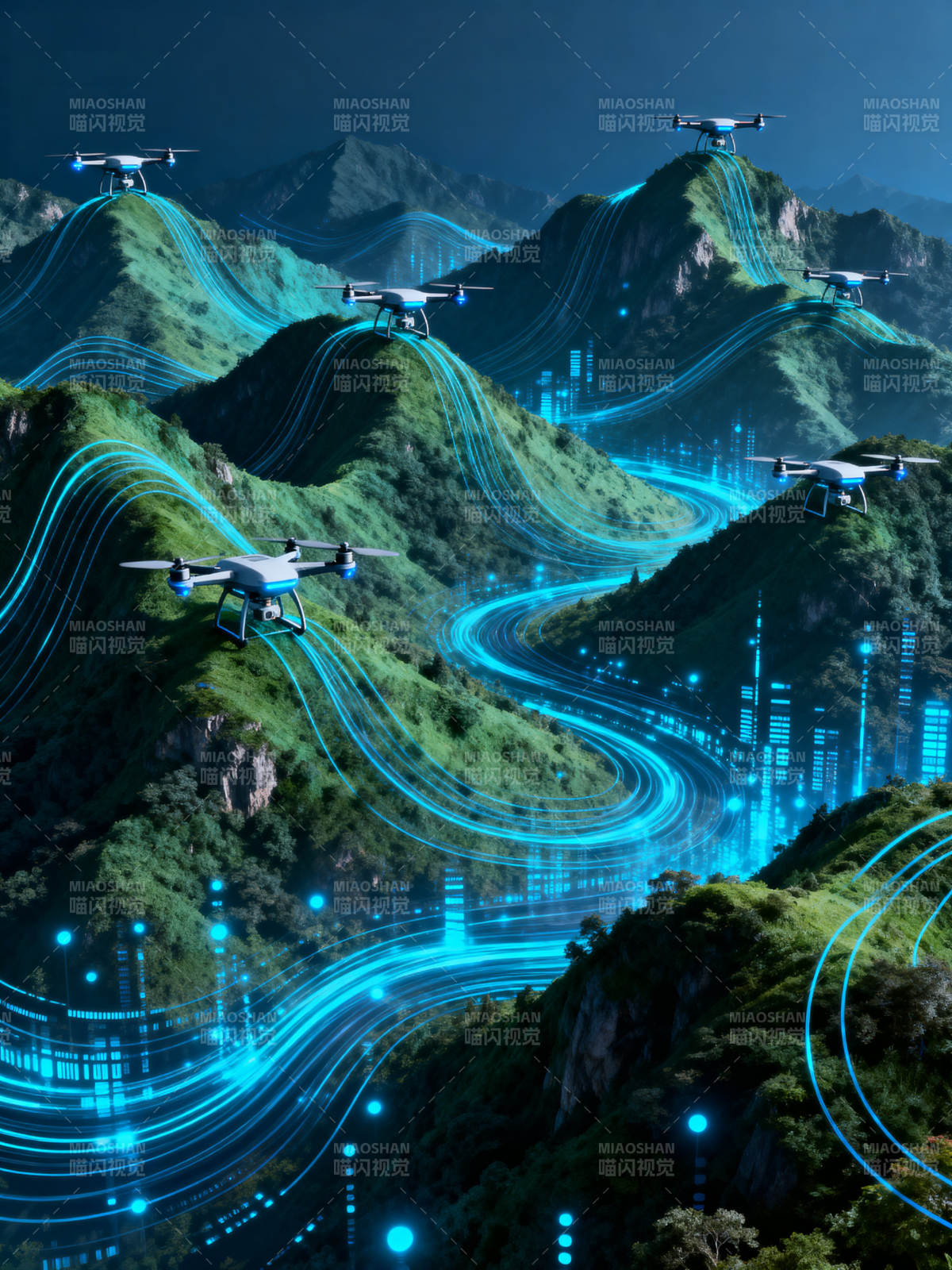 无人机山脉科技航线图片