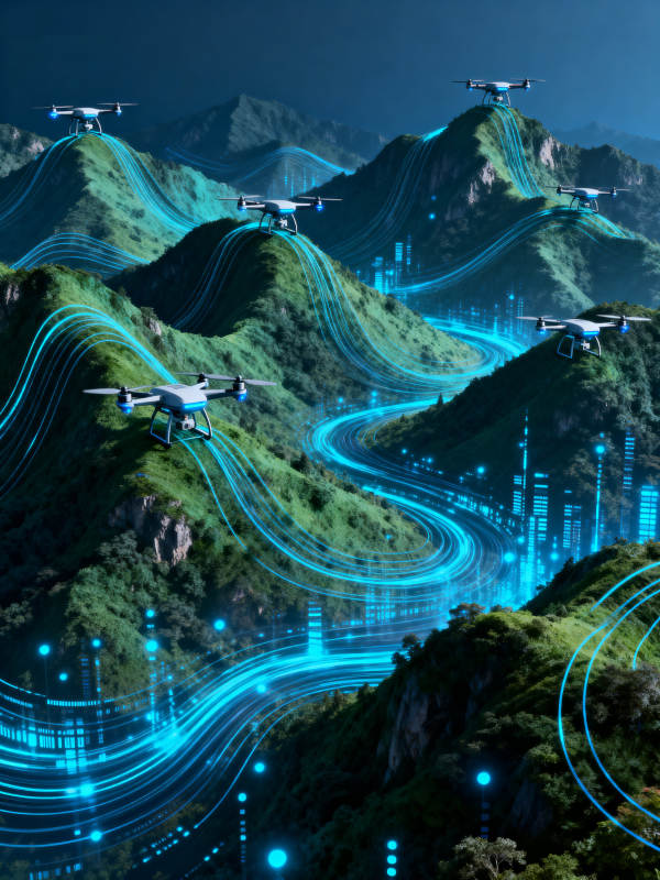 无人机山脉科技航线图片