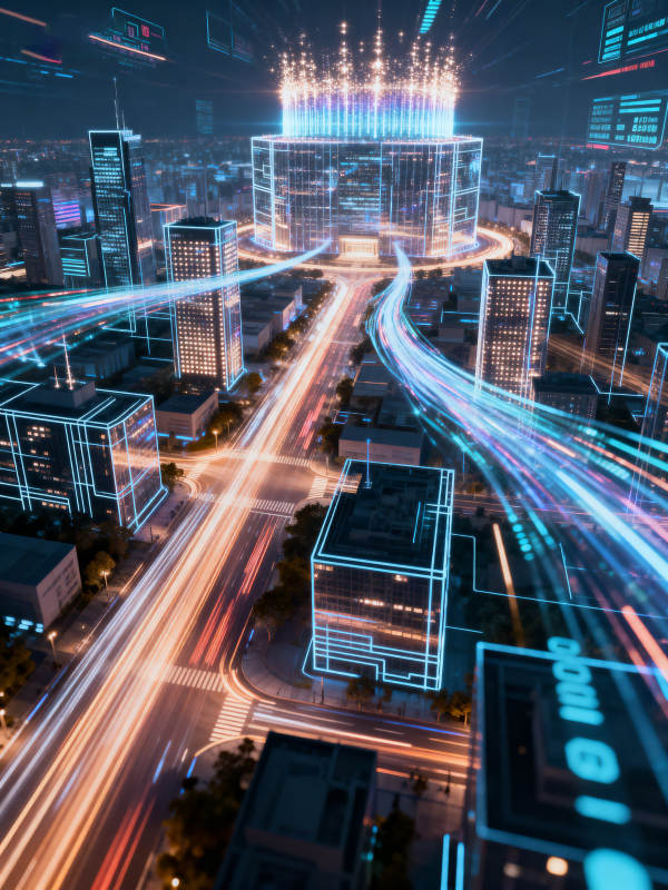 未来城市科技数据流图片