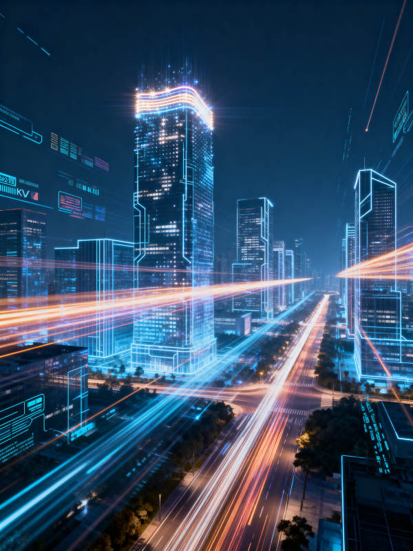 未来城市科技夜景图片