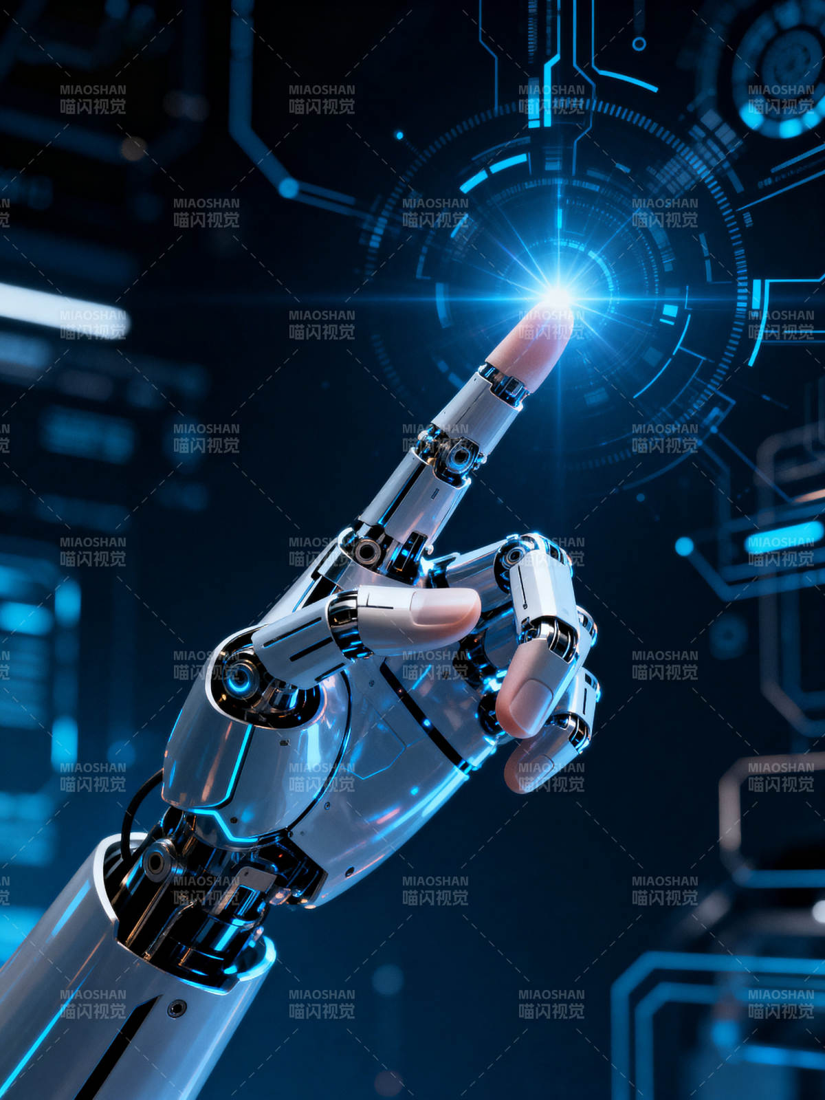 机器人触碰虚拟界面图片