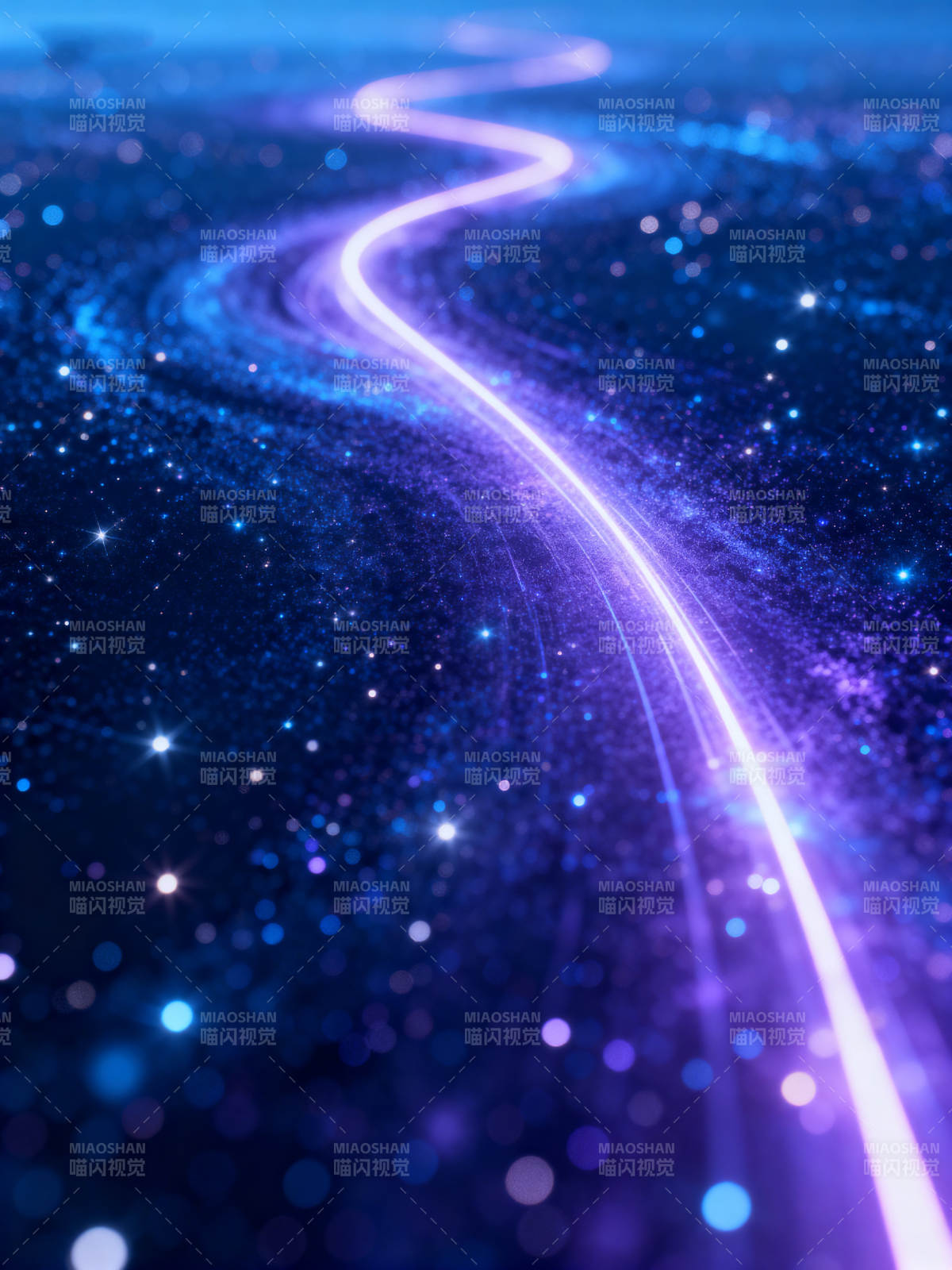 紫色光轨星空之路图片