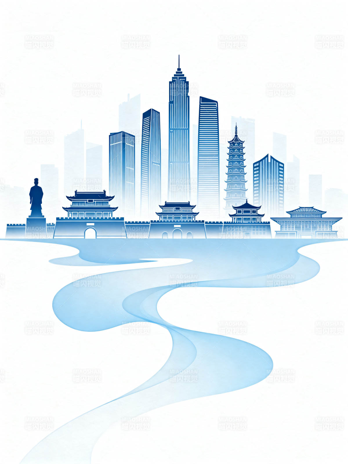 城市天际线古今融合图片