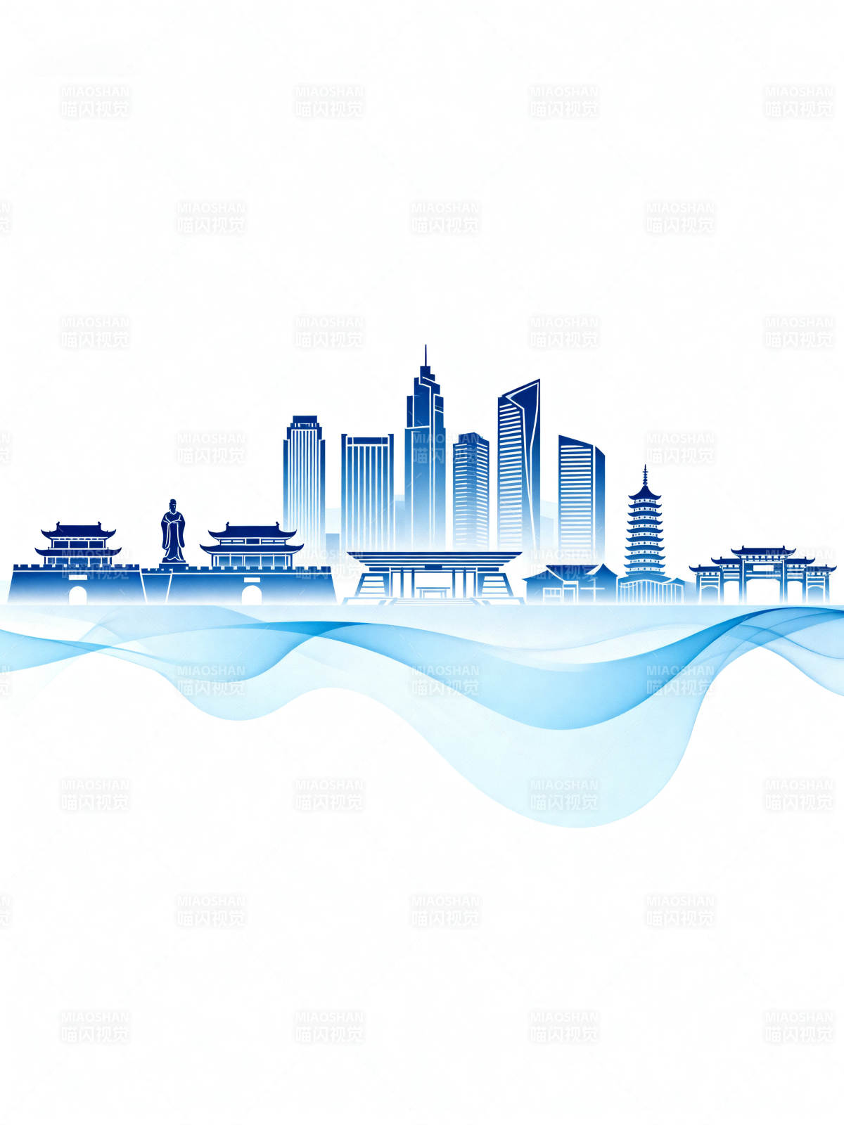 城市天际线建筑剪影图片