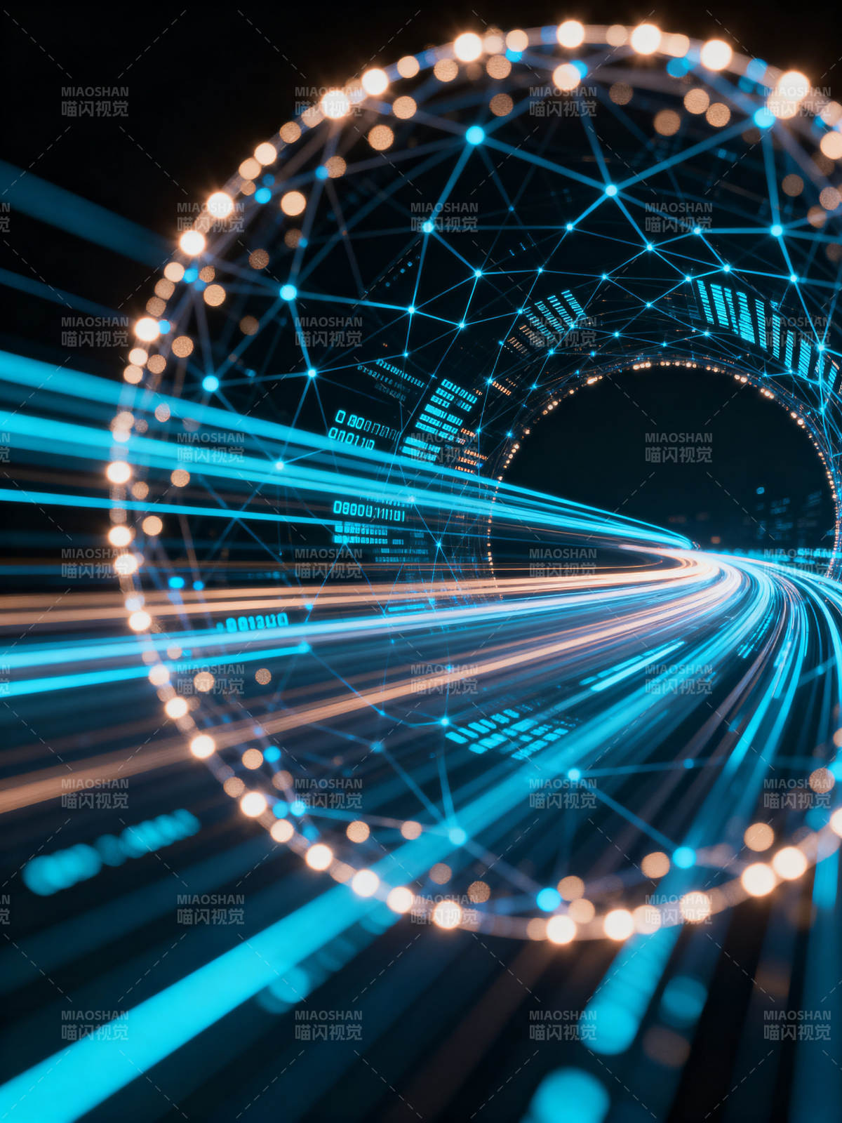 科技感数据流光隧道图片