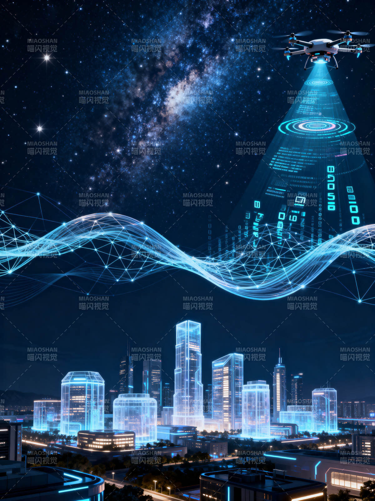 未来城市科技夜景图片