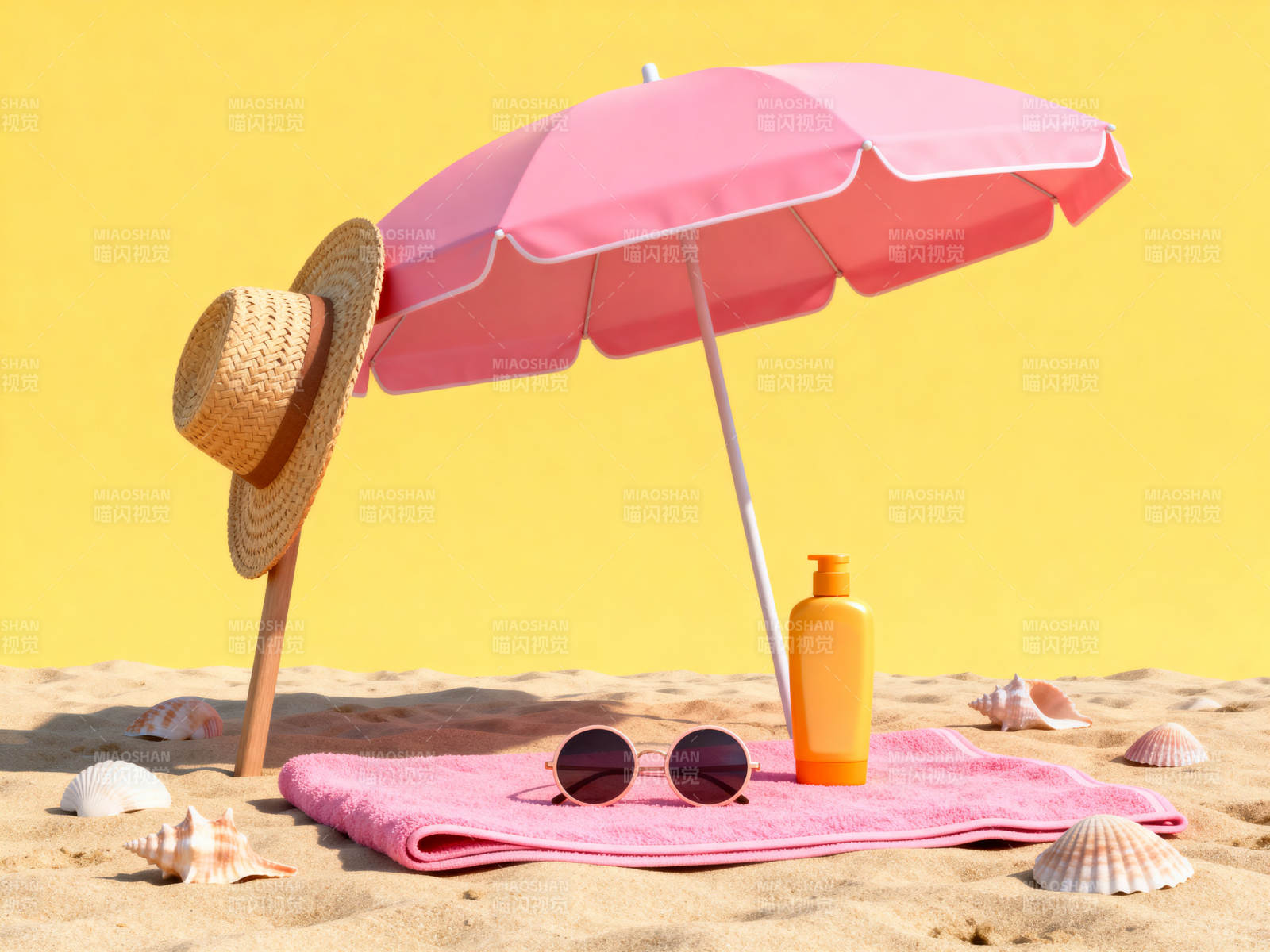 夏日海滩防晒必备物品图片