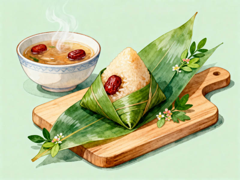端午节粽子与红枣汤图片