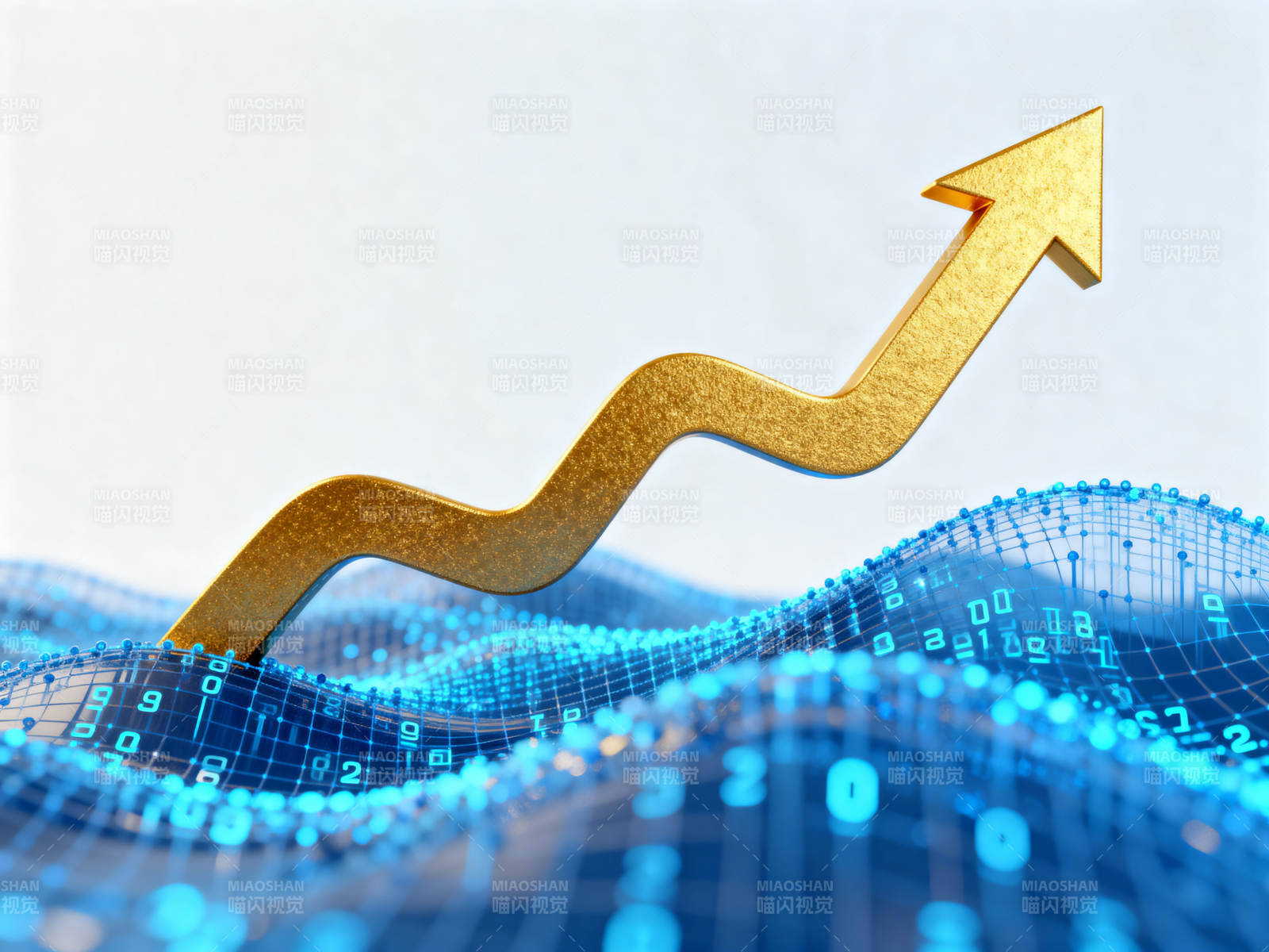 金色上升箭头与数字波浪图片