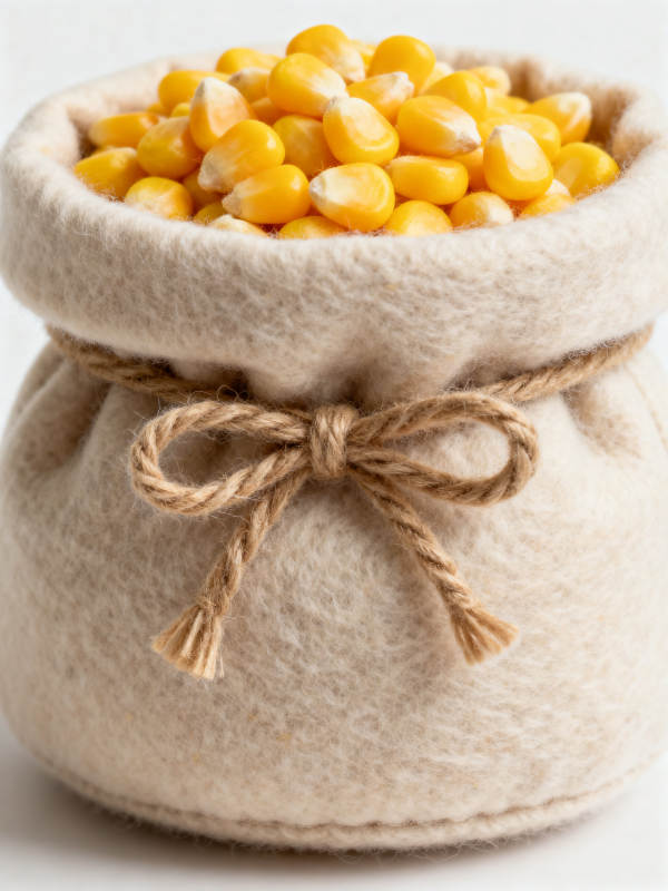 玉米粒装在布袋里图片