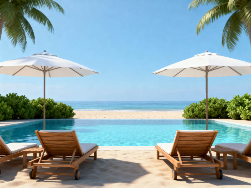 热带海滩度假泳池图片