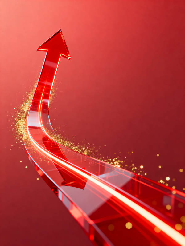 红色上升箭头寓意增长图片