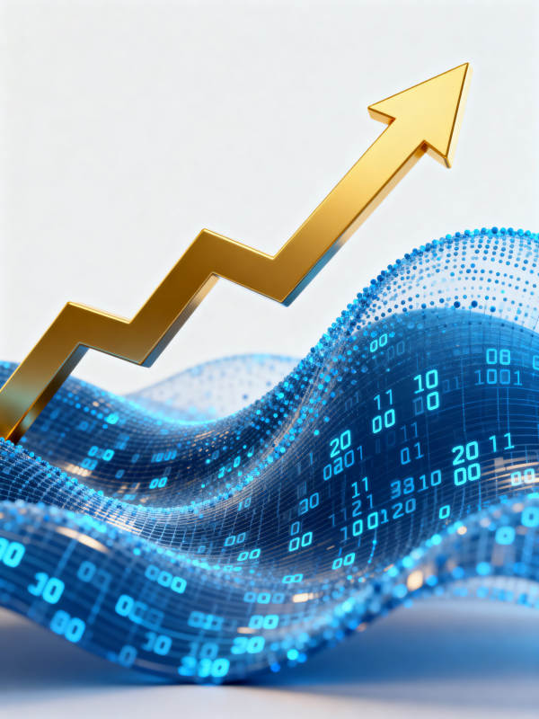 金色箭头数据波浪增长图片