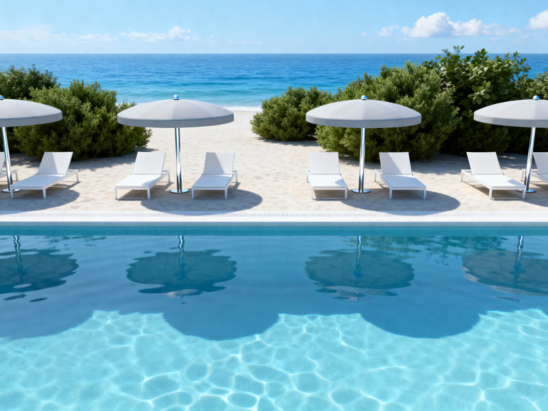 海边泳池休闲度假图片