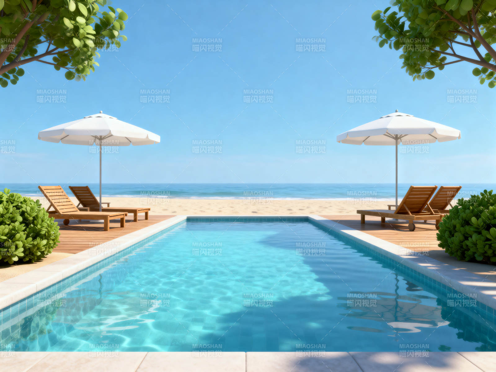 海边泳池休闲度假图片