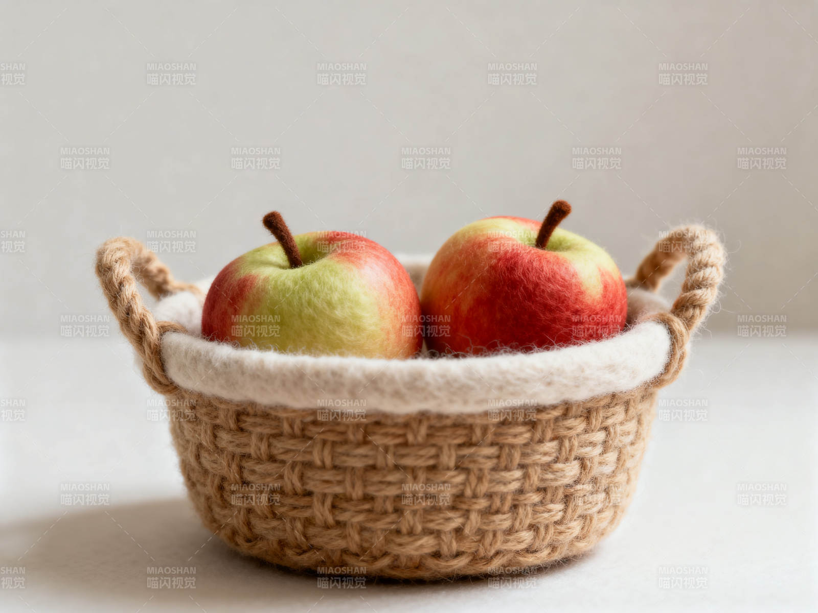 羊毛毡苹果编织篮子图片
