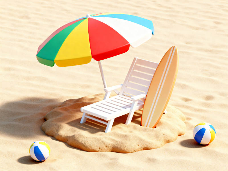 沙滩度假休闲场景图片