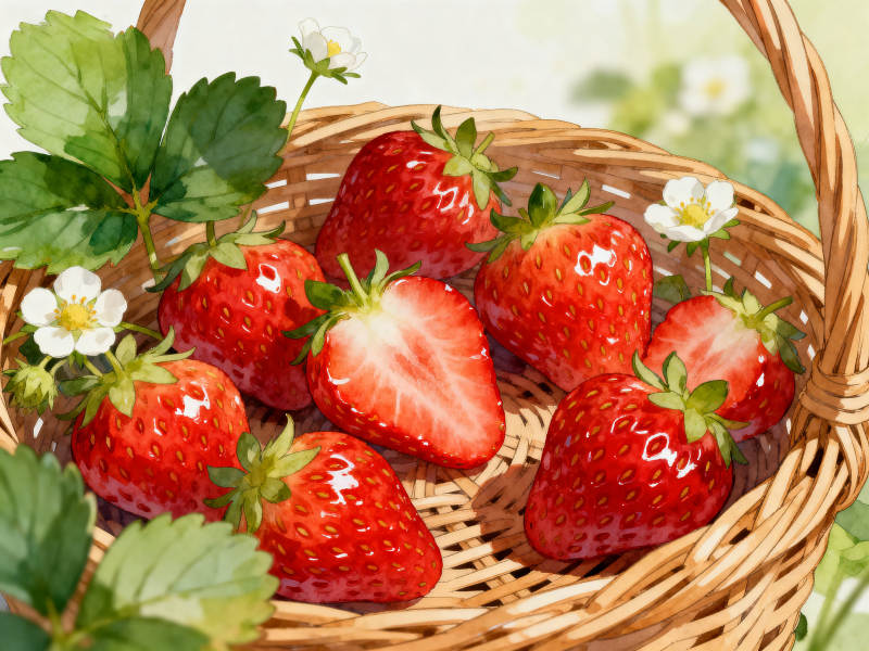 新鲜草莓篮中红润诱人图片