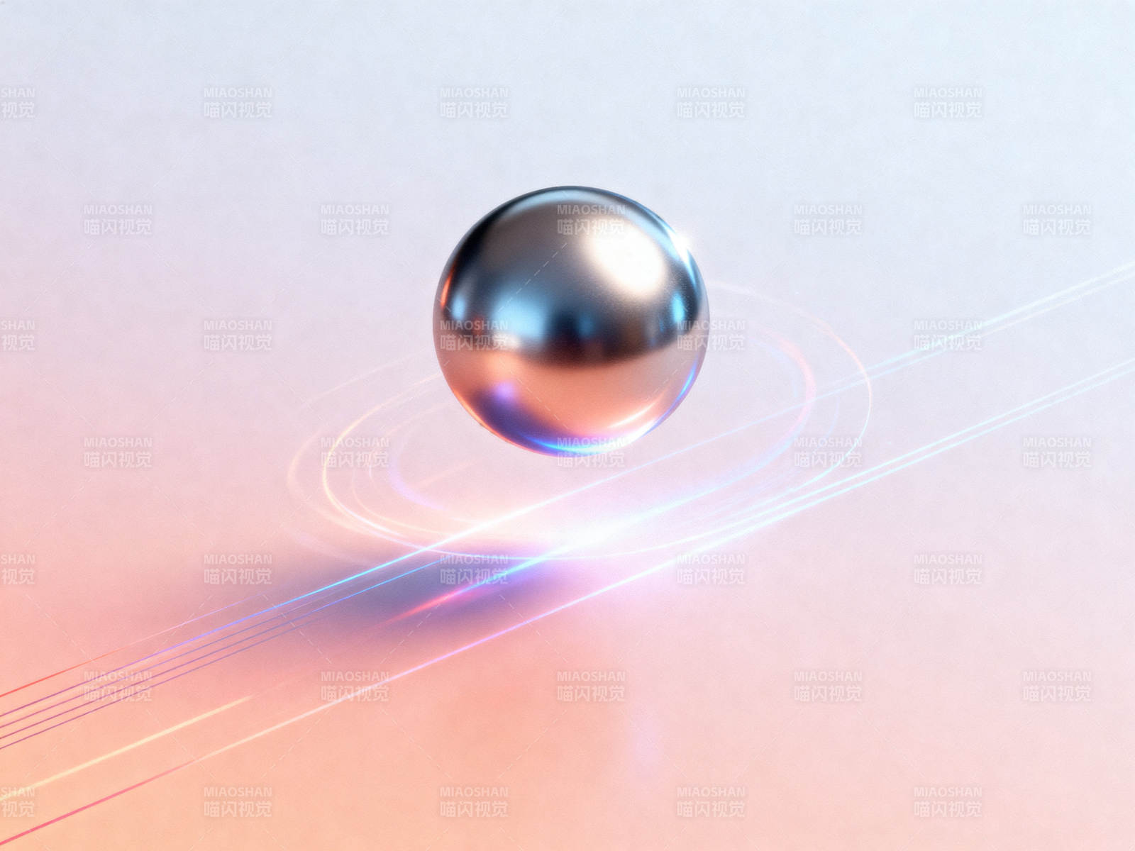 金属球悬浮光影效果图片